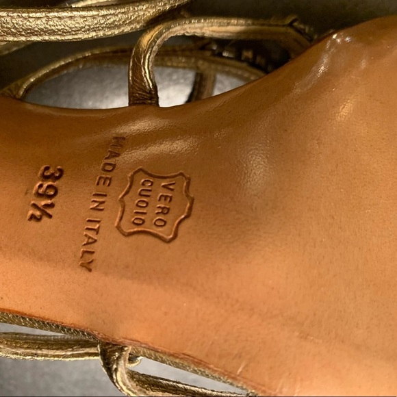 Domenico Vacca gold metallic and jewelled heeled sandals - Picture 5 of 7